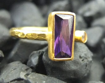 Amethyst Ring | Sterling Silver Womens Ring | Adjustable Ring | Womens Jewellery | Amethyst Jewellery | Minimalist Ring | Modern Style