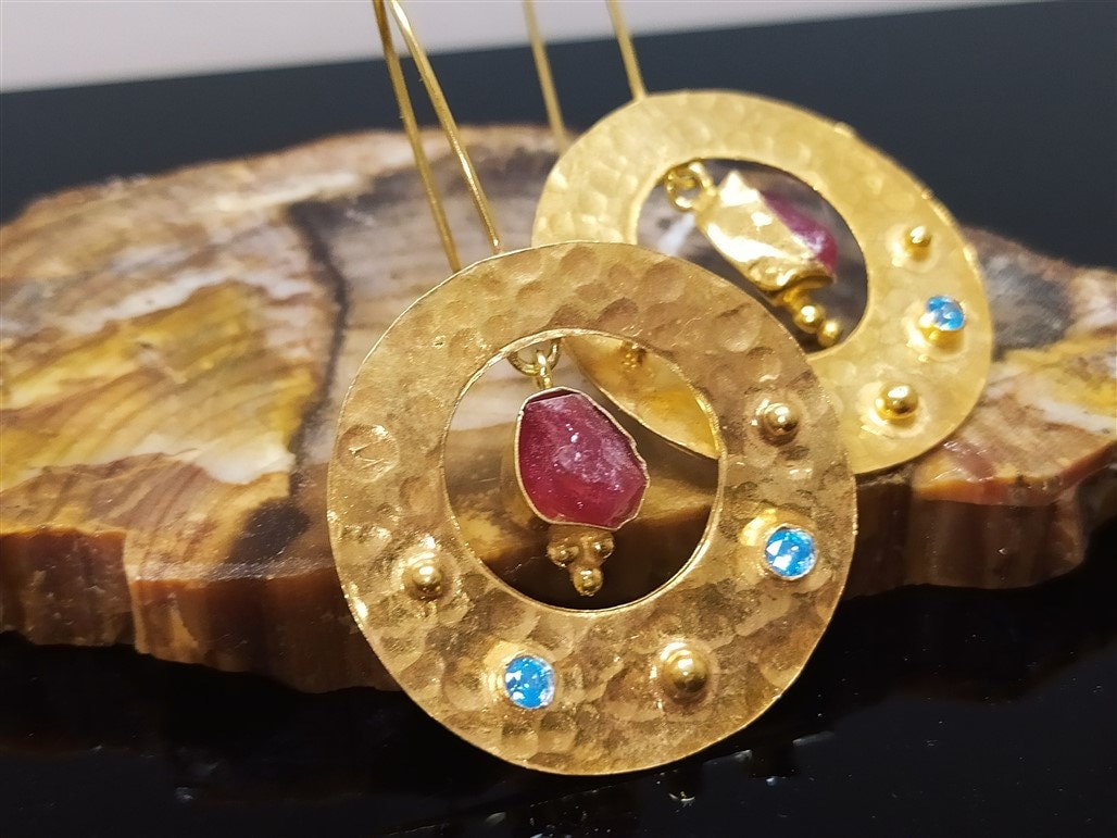 April Marius Chain Earrings Ruby main image 1