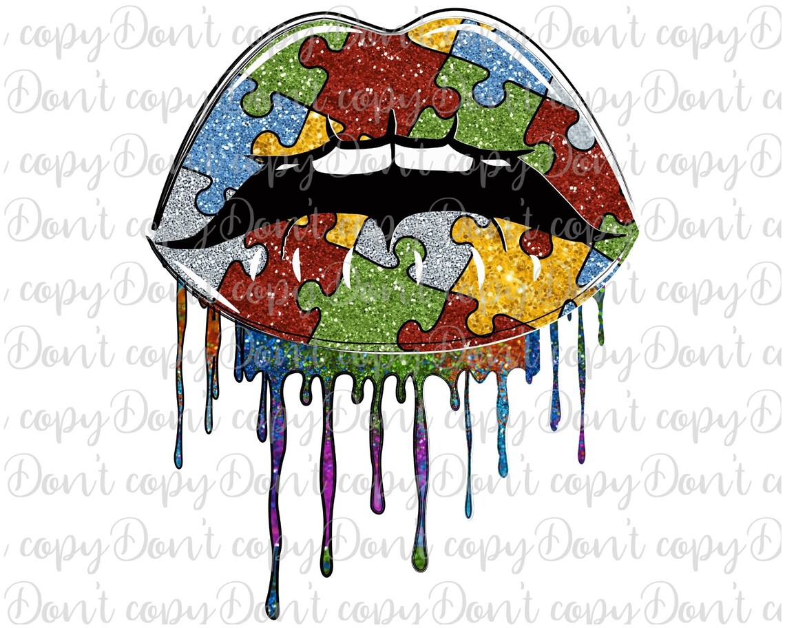 Download Autism Dripping Lips Sublimation Design Lips PNG Autism | Etsy