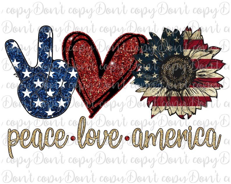 Download Peace Love America Sunflower Sublimation PNG Design USA | Etsy