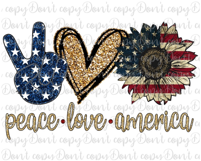 Download Peace Love America Sunflower Sublimation PNG Design USA | Etsy
