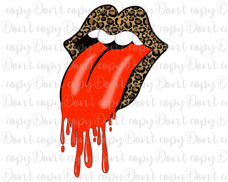 Download Leopard Lips with dripping tongue PNG Sublimation PNG ...