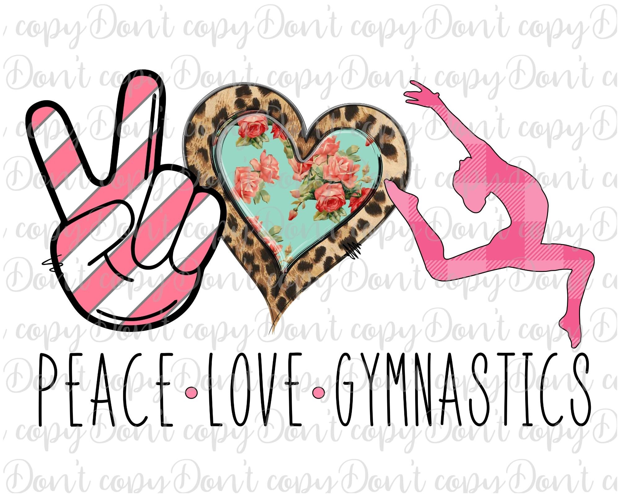 Peace love Gymnastics Sublimation Design PNG Gymnastics PNG Etsy