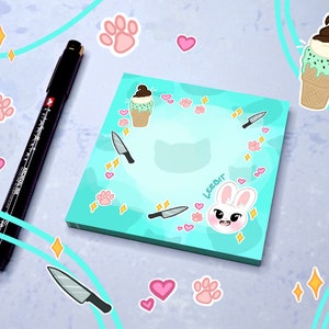 SKZOO-Collection- Devil Bunny Memo Pad-quadratisch-Notizblock-Maskottchen-Bunny-Lee Know-Stray Kids- Skz-Schreibwaren-Stay-Leebit