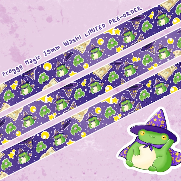 Froggy Magic 15mm Washitape, Deco Tape, Frosch Dekoband, Scrapbook, Washitape