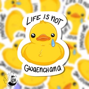 A vida não está ok-adesivo de corte de contorno-adesivo de vinil fosco-adesivo-pato-entre-pato-faca-pato-meme-memes-engraçado-fofo-patinho de borracha-pato de borracha