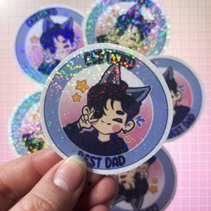 Die-CutSticker-Badges de membre-Vinylsticker-holo-holographique-laminé-SKZ-Stray Kids-Paboracha-Kpop-décoration-déco-glitter-glitter-brillant