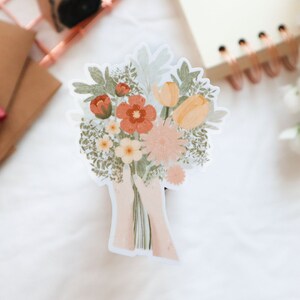 Pegatina católica, ramo de flores, regalo católico, pegatina floral, vinilo, regalo del Día de la Madre, calcomanía para computadora portátil, calcomanía de botella de agua, estética