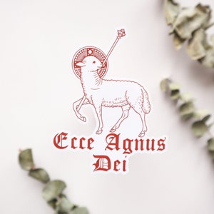 Catholic Sticker, Ecce Agnus Dei, Catholic Gift, Vinyl Sticker, Lamb of God, Water Bottle Decal, Laptop Decal, Traditional Latin Mass