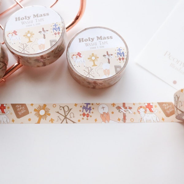 Catholic Washi Tape, Holy Mass Washi Tape, Catholic Symbols, Stationery, Catholic Gift, Aesthetic, Journaling, Bible Journal