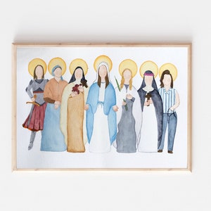 Frauen Heilige, katholische Heilige, Aquarell Druck, Kunstdruck, Giclée-Druck, katholisches Geschenk, Dekoration, Kinderzimmer Dekor