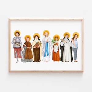 Female Saints, Catholic Print, Watercolor Print, Women of God, Holy Women, Catholic Femininity, Catholic Women, Religious Art