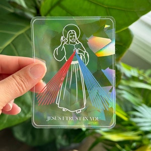 Catholic Window Decal, Divine Mercy Suncatcher, Catholic Gift, Window Decal, Catholic Sticker, Jesus, St Faustina, Catholic Sticker