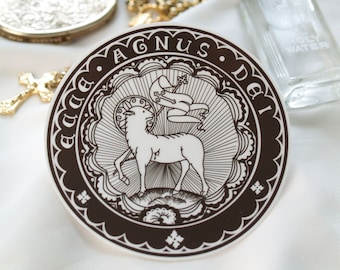 Catholic Sticker, Ecce Agnus Dei, Catholic Gift, Latin Sticker, The Lamb of God, Traditional Latin Mass, Bumper Sticker, Waterproof