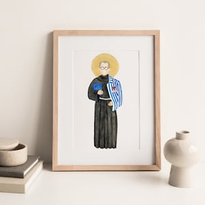 St Maximilian Kolbe, Watercolor Print, Saint Portrait