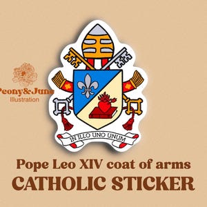Adesivo con lo stemma di Papa Leone XIV, adesivo cattolico, regalo cattolico, adesivo per laptop, adesivo per bottiglia