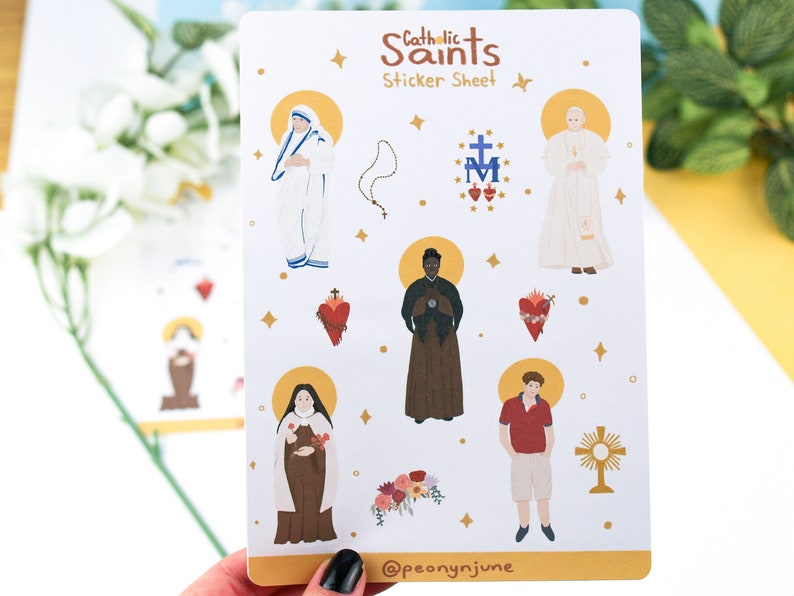 Catholic Stickers, Saints Sticker Sheet, Catholic Gift, Journal ...