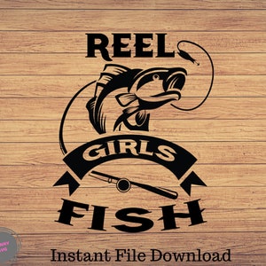 Reel Girls Fish, Pesca svg, imágenes prediseñadas de pesca, pescado png, arte lindo de pesca, cricut de pesca, svg lindo, archivos de corte SVG, Silueta de pez divertido