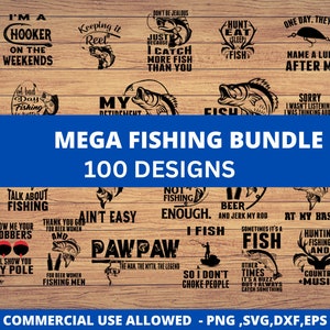 Pesca SVG, PNG, dxf, Eps Bundle, 100 amante de la pesca svg, cita de pesca archivo cortado svg, archivos cortados, cricut, silueta, pesca lindo arte clipart