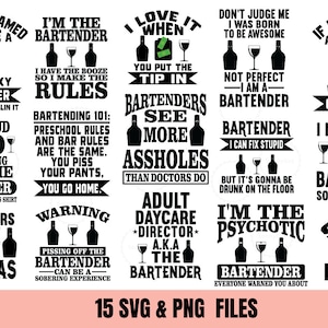 Bartender SVG Bundle, Bar SVG, Server SVG, bar svg, bartender humor svg, png, Bartender Sayings, Funny Bartender, Cut Files for Crafters