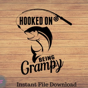 Enganchado a ser abuelo, pesca svg, imágenes prediseñadas de pesca, pescado png, arte lindo de pesca, cricut de pesca, svg lindo, archivos de corte SVG, Png