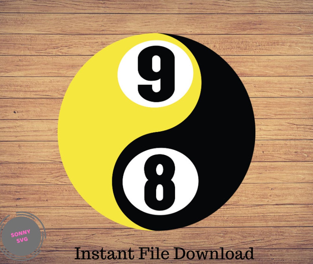 9 Ball 8 Ball Ying Yang Funny Billiards,pool SVG, Png Digital Printable