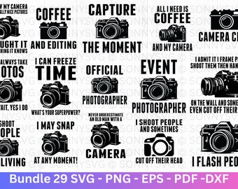 Photographer Photography Camera SVG Bundle, 29 Photographer Svg Photography svg, Camera clipart, Photographer png, Photography cute art