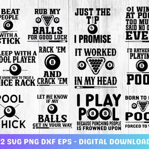 Billiards Pool Players 12 Designs Bundle, Billiards Cut files, Billiards Cricut,  Billiards,Pool SVG, Png, Dxf, Eps Digital Printable