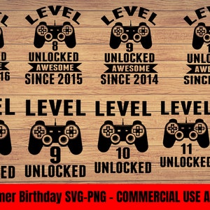 Gamer birthday 40 designs bundle, Video game lover SVG, Png file cut & print, Video Game SVG PNG file