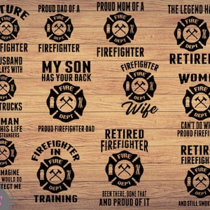Paquete de bombero 12 Svg, hijo bombero svg, hija bombero svg, papá bombero svg, bombero svg, bombero silueta svg