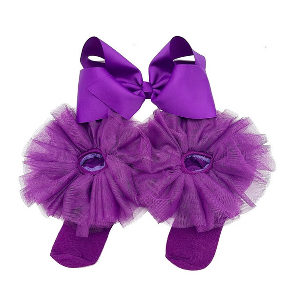 Oversized Tutu Socks Green + Hair Bows Set - Perfect For Bat Mitzvah Flower Girl, Birthday, Communion, Pageant