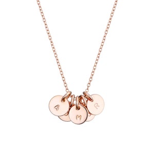Colar Love em ouro rosa 18K • Colar Amour em francês • Presente para o dia das mães • 5 discos de ouro com letras gravadas colar love gravado