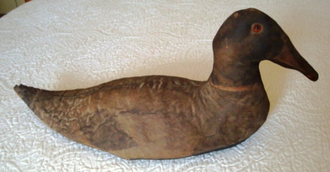 Antique Canvas Covered Duck Decoy 16 X 6 X 7 Etsy