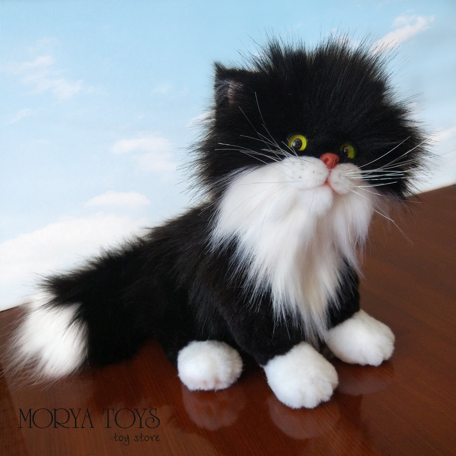 Realistic Stuffed Black and White Cat Cat Soft Toy Cute Etsy Realistic Stuffed Black and White Cat Cat Soft Toy Cute Etsy