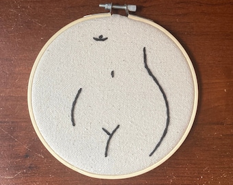 Feminist Body Positive Embroidery Hoop Art, Minimalist Decor