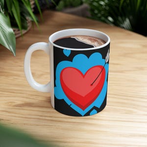 Heart Love Ceramic Mug, Red Heart Coffee Cup, Romantic Gift Mug, Heart Design Tea Mug, Valentine&#39;s Day Mug, Love Symbol Drinkware