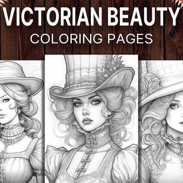 50 Victorian Beauty Women Coloring Pages, Enchanting Coloring Sheets for Relaxation, Delight, and a Glimpse into the Glamorous Past