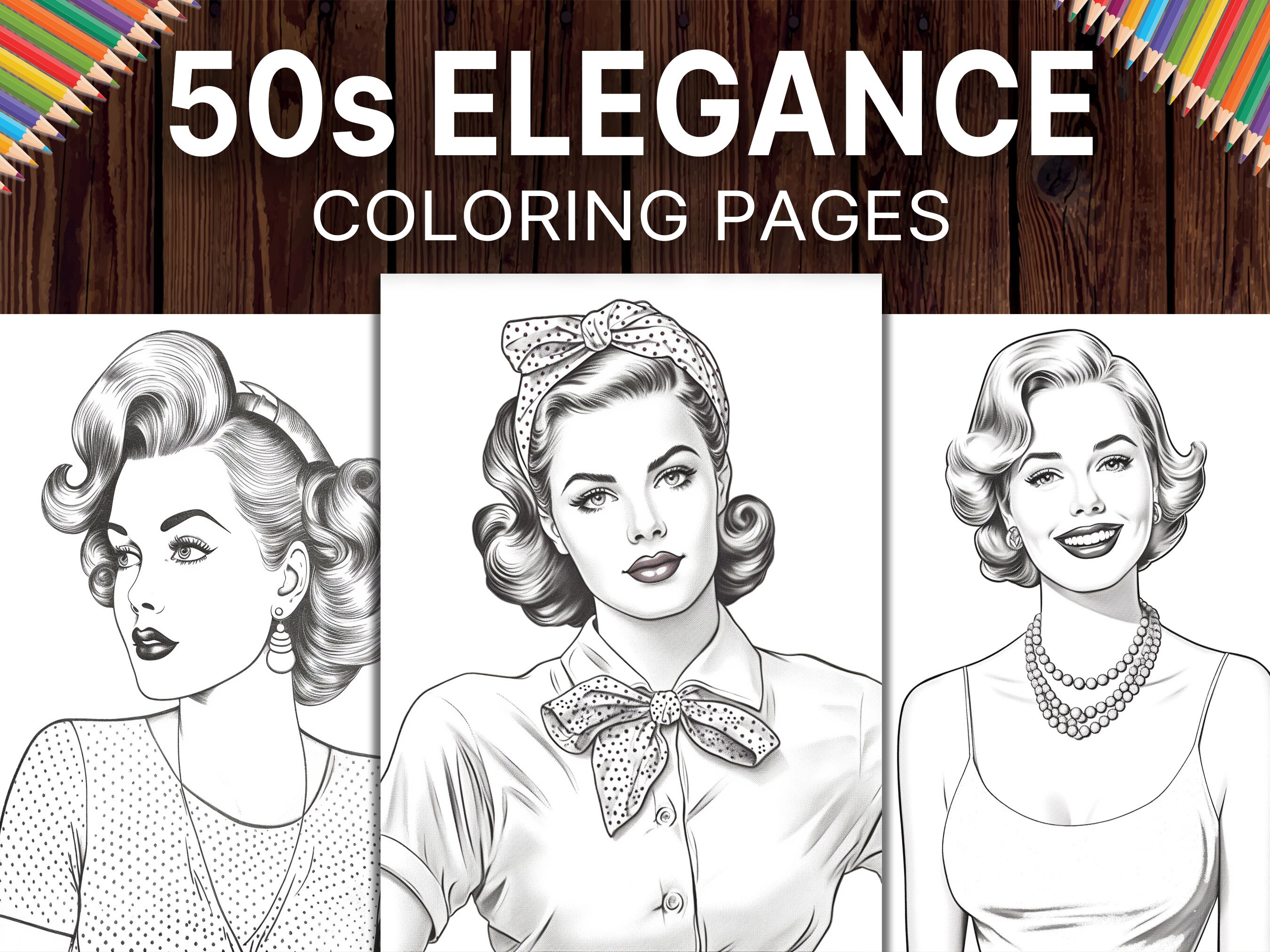 50s Elegance Coloring Pages for - Il Fullxfull.5232227889 Sglf 