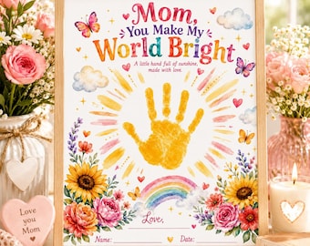 Mother’s Day Handprint Keepsake Printable, Mom Gift from Kids, Sunshine Handprint Craft