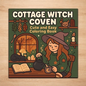 Cottagecore Witch Coloring Pages: Cozy Forest & Potions (PDF Downloadable Set of 20)