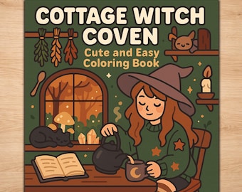 Cottagecore Witch Coloring Pages: Cozy Forest & Potions (PDF Downloadable Set of 20)