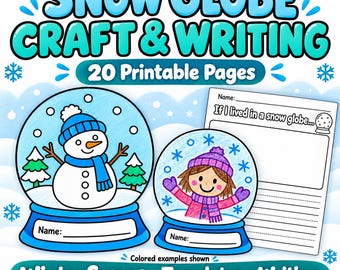 Snow Globe Craft & Writing Pack: Winter Printable, Blank Templates and Photo Craft for Kids