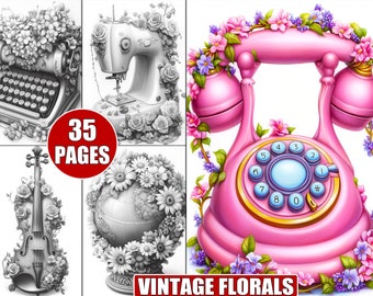 Páginas para colorir com flores vintage: arte botânica antiga (folhas para colorir para adultos para imprimir)