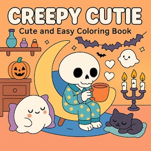 Creepy Cutie Coloring Pages | 20 Kawaii Horror & Spooky-Cute Designs for Teens and Adults | Printable Creepy Cute Coloring Book PDF