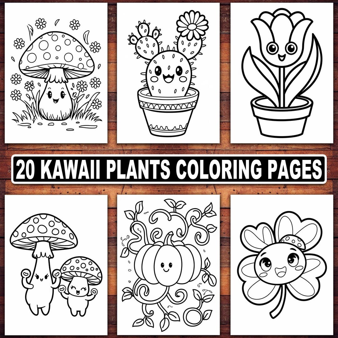 Kawaii Plants Coloring Pages | 20 Cute and Fun Designs for Kids and ...