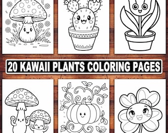 Kawaii Succulents & Cacti Coloring Pages | 20 Plant Designs (Digital Download