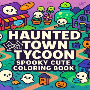 Haunted Town Coloring Book: Horror Town Line Art Designs (PDF Download)