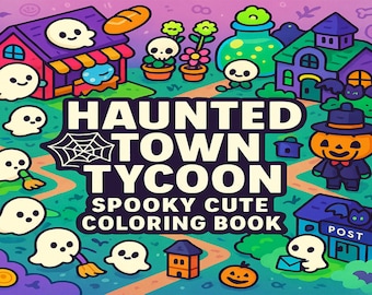 Haunted Town Coloring Book: Horror Town Line Art Designs (PDF Download)