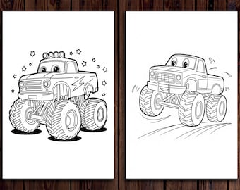 Monster Truck Coloring Pages: 20 Action Designs (digital Download