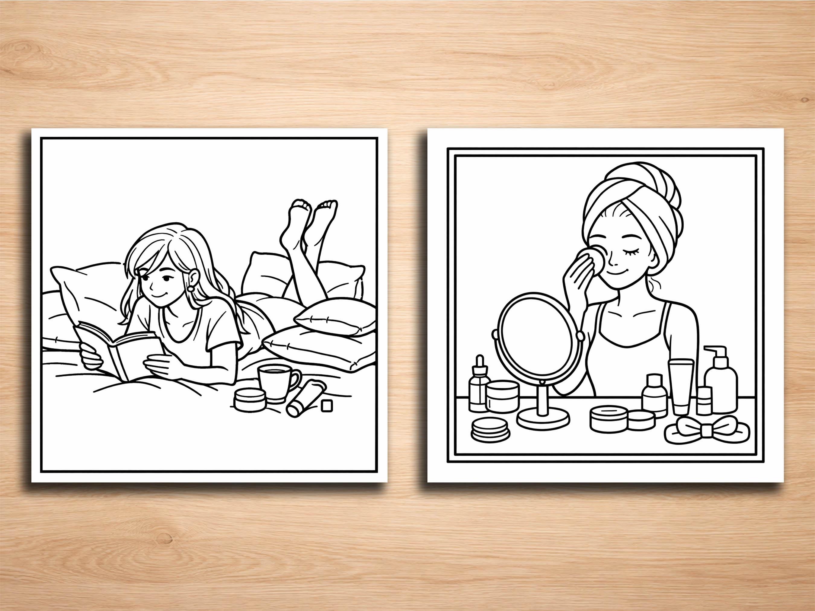Evening Routine Coloring Night Routine Girl Coloring Pages – 20 Cozy & Calm Evening Line Art ...